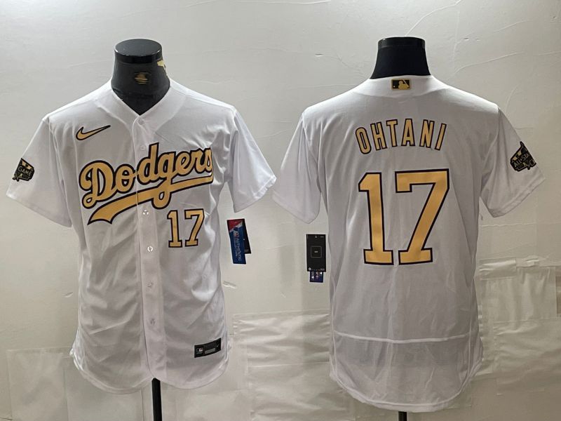 Men Los Angeles Dodgers 17 Ohtani White All Star Nike Elite MLB Jersey style 4